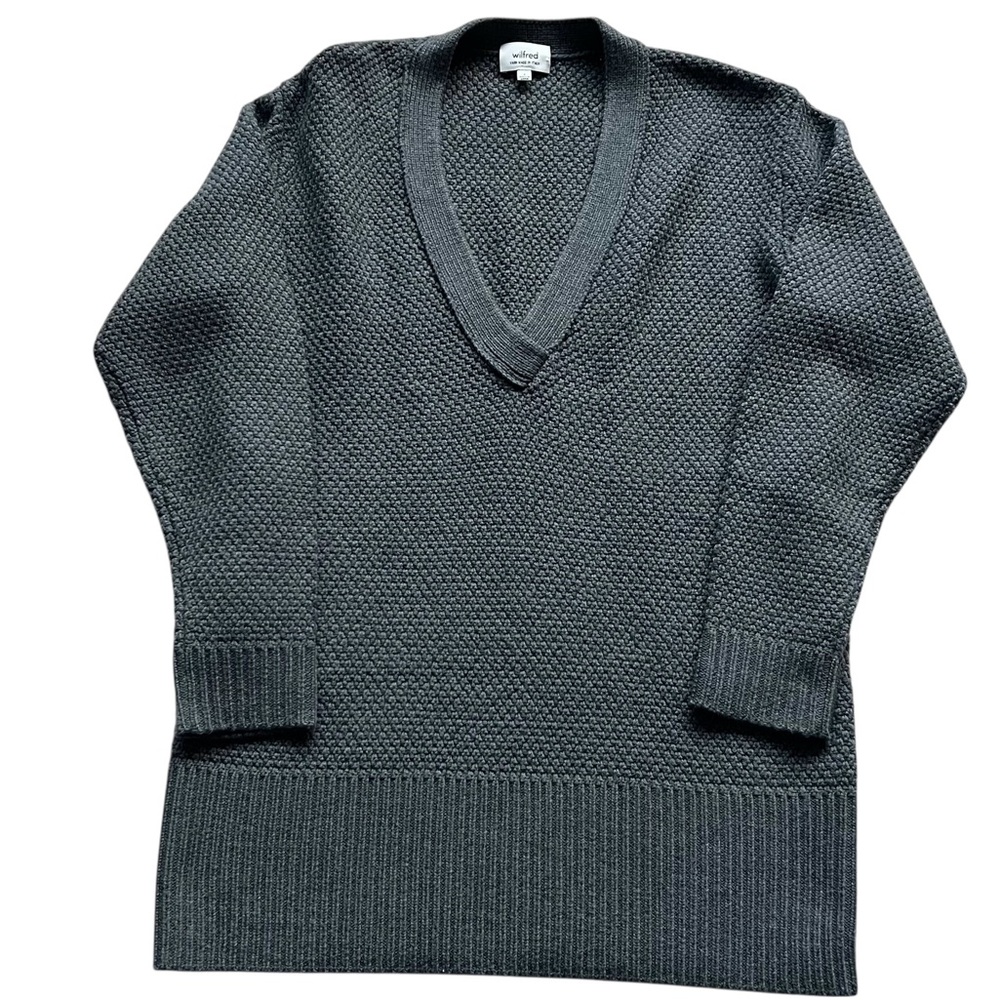 Aritzia Wilfred Serret V-Neck Sweater Merino Wool Size S